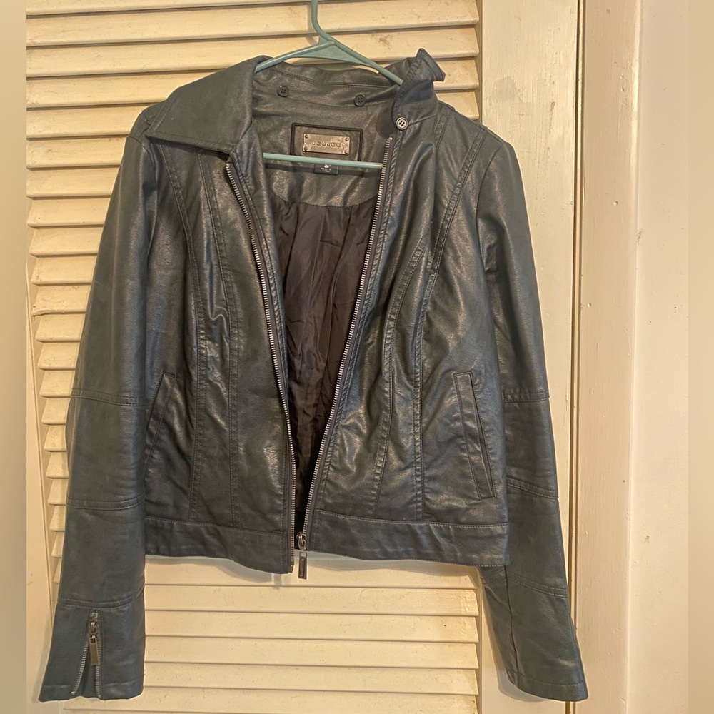 Blue leather jacket